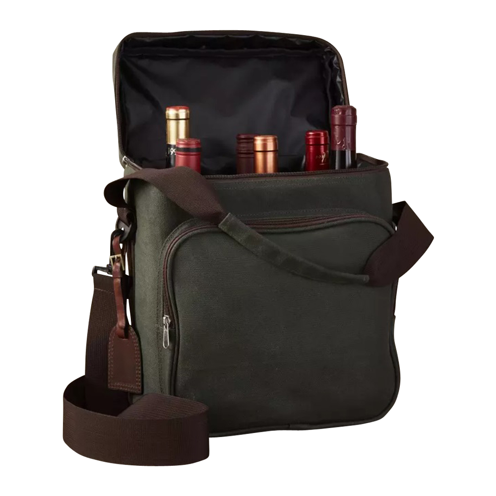 6-Bottle Insulated Canvas Wine Bag