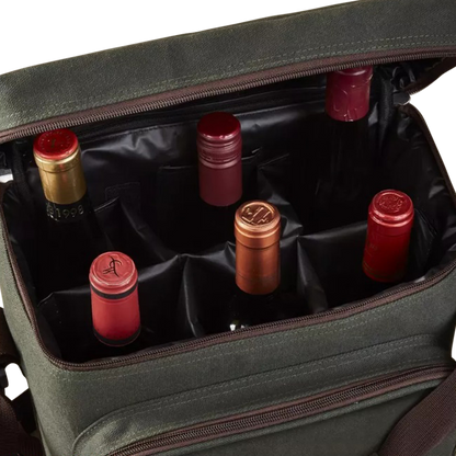 6-Bottle Insulated Canvas Wine Bag