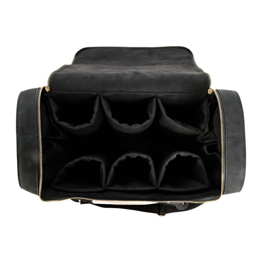 6-Bottle Leather Wine Duffel Bag
