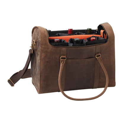 6-Bottle Leather Wine Duffel Bag